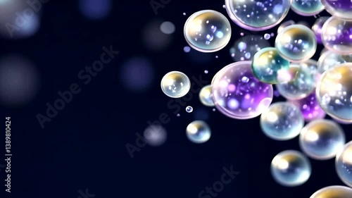 Wallpaper Mural Iridescent Bubbles Floating Dark Background, Advertisement Torontodigital.ca