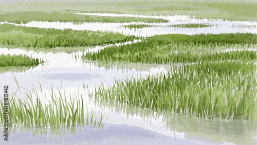 Tranquil tidesmarsh isolated watercolor vector illustration svg
