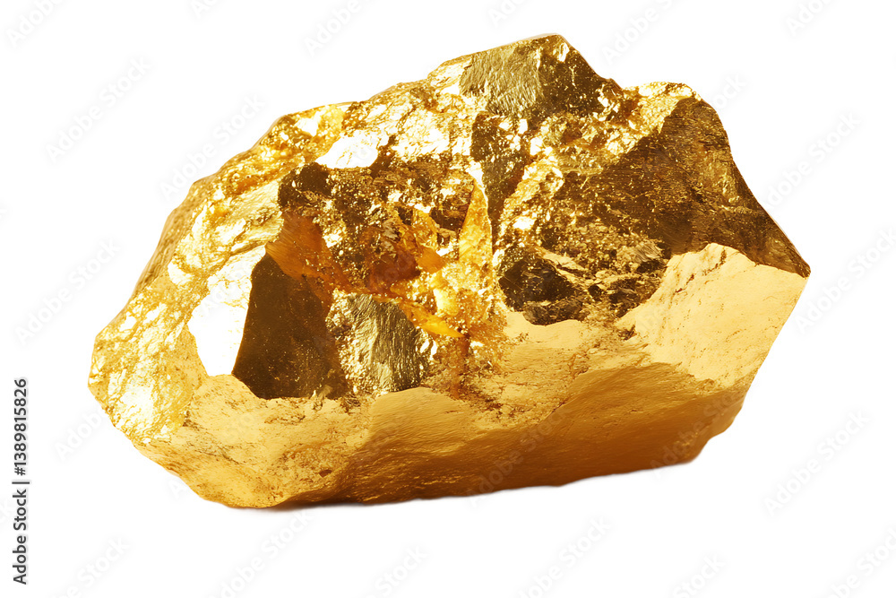 Golden Rock Nugget on Transparent Background Golden Rock Nugget on Transparent Background