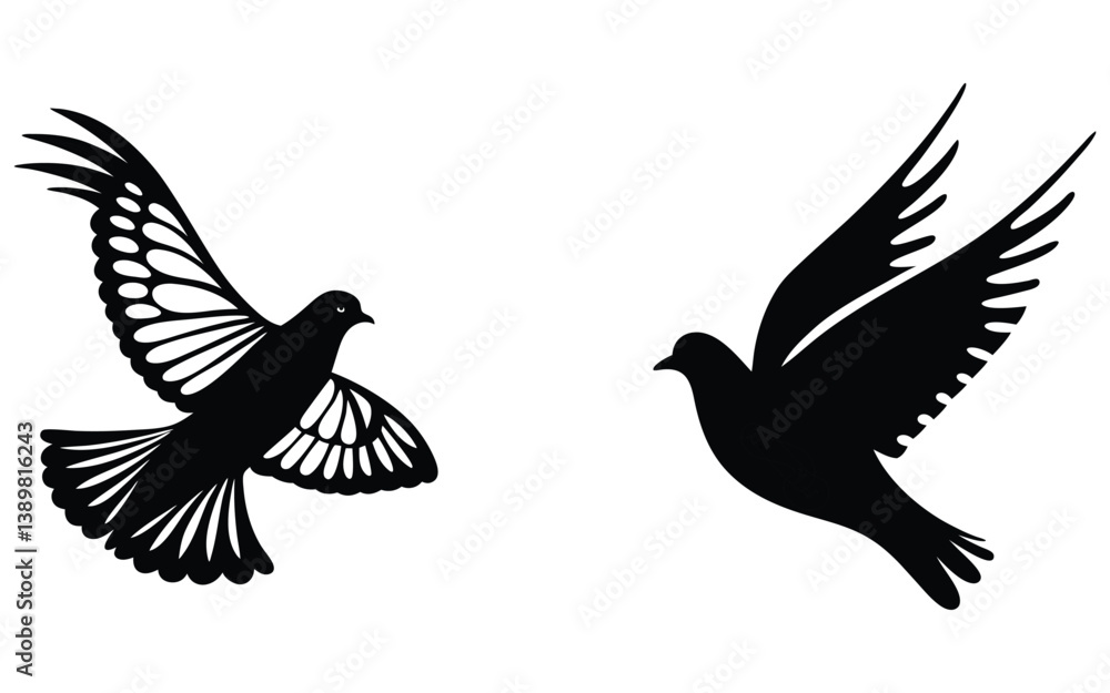 Obraz premium Bundle black Bird line art and illustrator eps 10