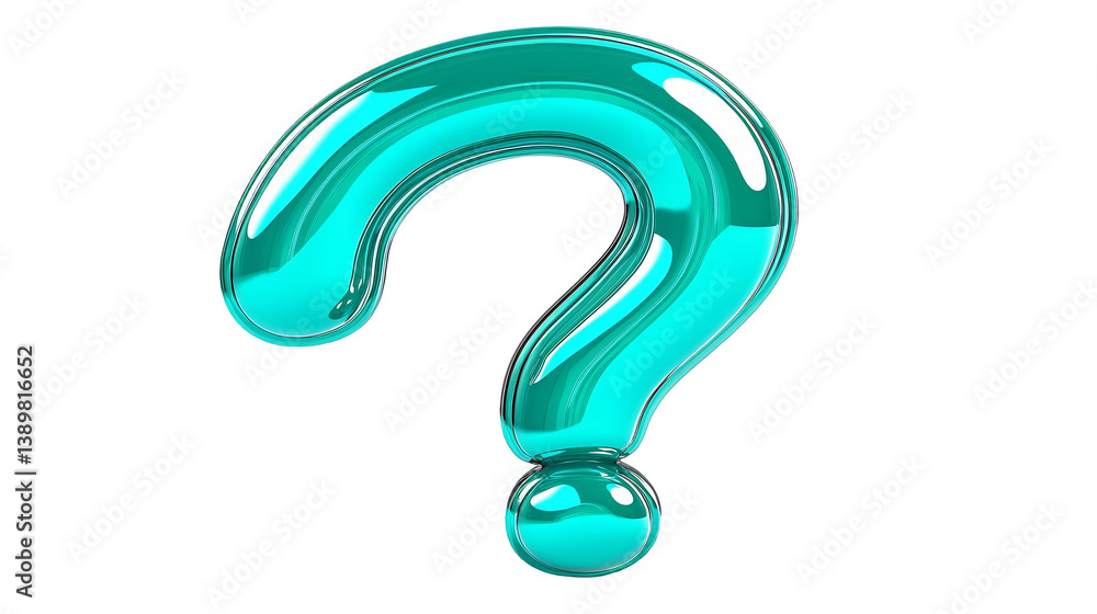 3D Illustration Of A Glossy Turquoise Question Mark Isolated On Transparent Background 3D Illustration Of A Glossy Turquoise Question Mark Isolated On Transparent Background