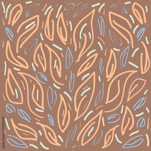 Fond Motif Feuillage Composition en Couleurs Pastels sur Couleur Mocha Mousse de l'Année 2025 - Vecteur