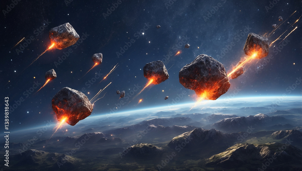 Fototapeta premium Dynamic Flying Meteors Creating a Celestial Spectacle