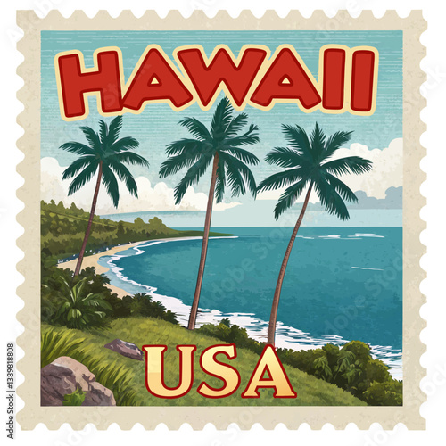 Hawaii Postage Stamp Vector