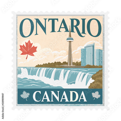 Ontario Canada Postage Stamp Vector