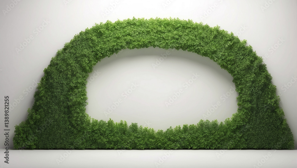 Lush Fresh Green Hedge Forming an Open Frame for a Natural View