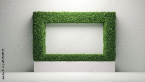 Obraz na płótnie Charming Fresh Green Hedge Creating an Open Frame for a Scenic View w salonie