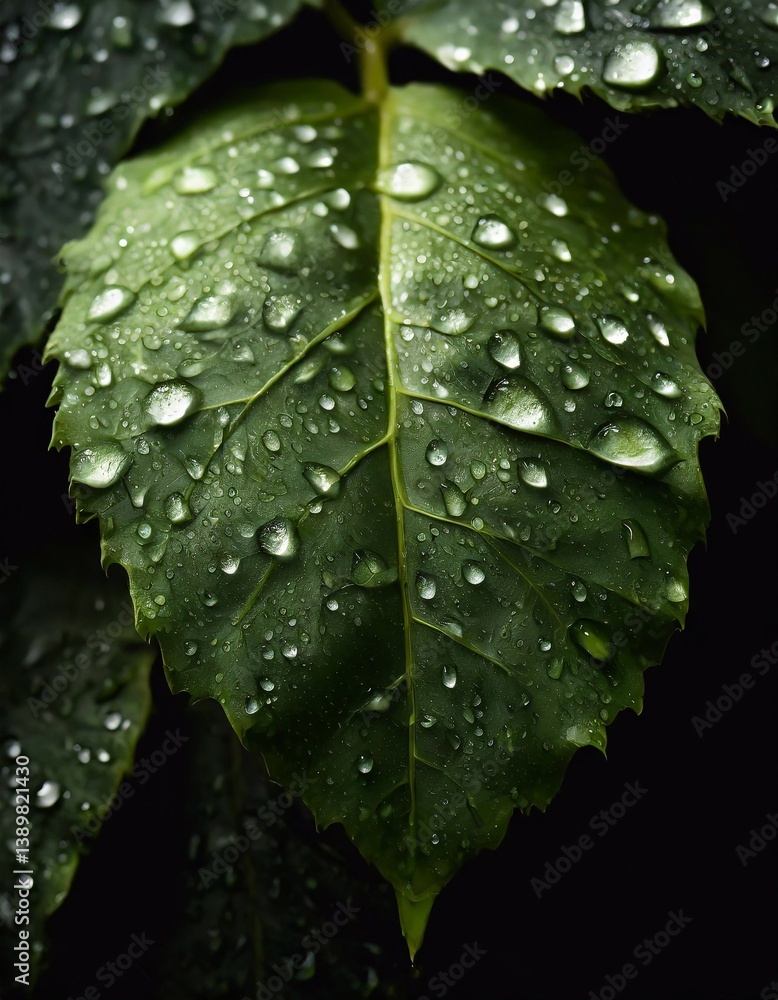 leaves. with drops of dew. centered vertically and horizontally Background leaves. with drops of dew. centered vertically and horizontally Background