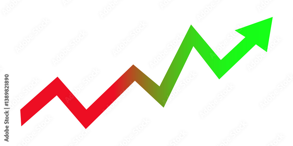 A high-resolution transparent PNG illustration of an upward red-to-green arrow showing stock market growth, investment success, and economic recovery. Perfect for finance and business visuals. A high-resolution transparent PNG illustration of an upward red-to-green arrow showing stock market growth, investment success, and economic recovery. Perfect for finance and business visuals.