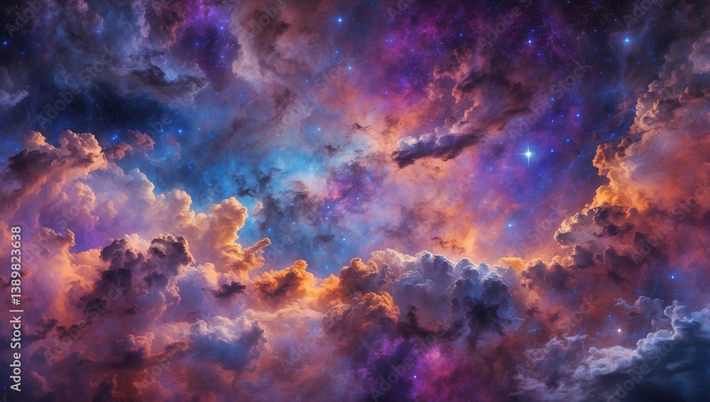 Mesmerizing Galaxy Clouds with a Starry Sky and Purple Tones for a Dreamy Scene