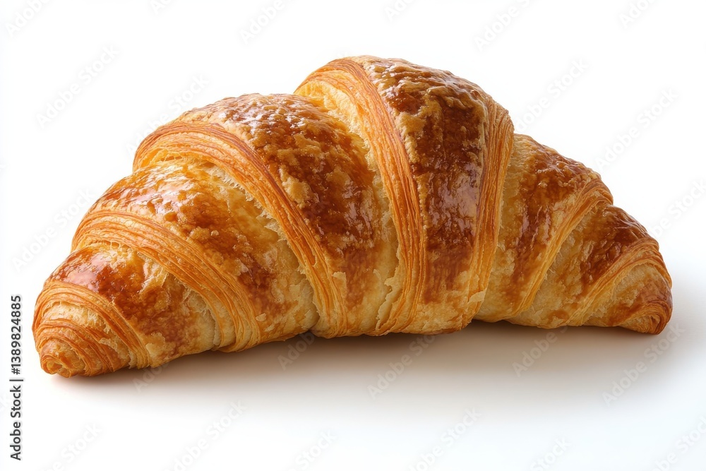 Golden brown flaky croissant a perfect pastry delight isolated on white background with soft light Golden brown flaky croissant a perfect pastry delight isolated on white background with soft light