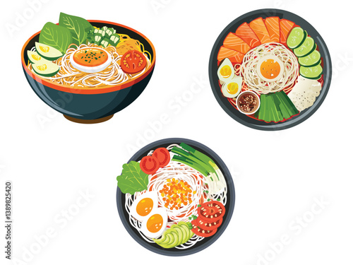 vector illustration of a Korean food Bibim Guksu