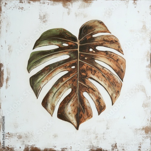 Monstera Leaves on White Background – Young, Aged, Dry, and Curled Botanical Variations