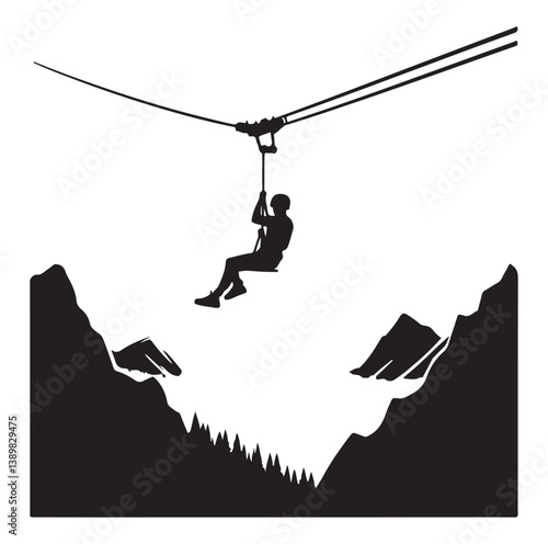 Minimal Zipline silhouette icon.