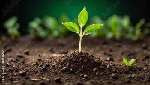 Obraz na płótnie Fresh Green Seedling Illustrating the Concept of New Beginnings w salonie