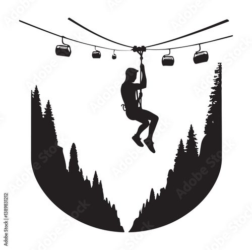 Minimal Zipline silhouette icon.
