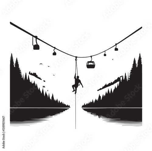 Minimal Zipline silhouette icon.