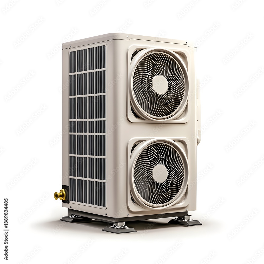 Fototapeta premium Efficient Modern Air Conditioning Unit with Two Powerful Fans for Home Cooling System