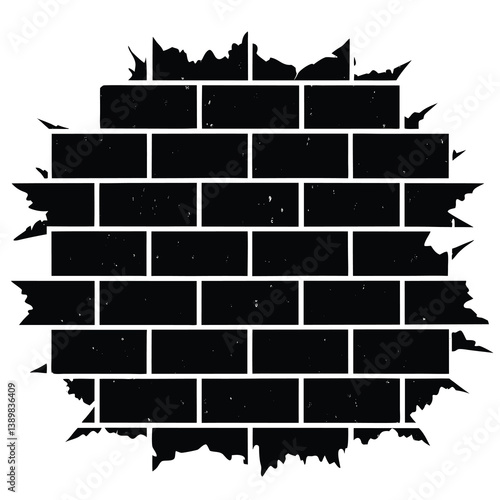 weathered brick textures silhouette vector illustration