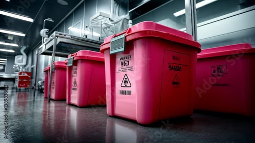 Handling and storage of hazardous waste disposal containers in a medical facility at an urban location