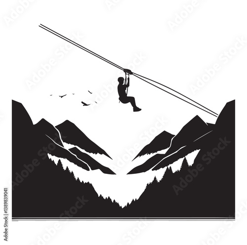 Minimal Zipline silhouette icon.