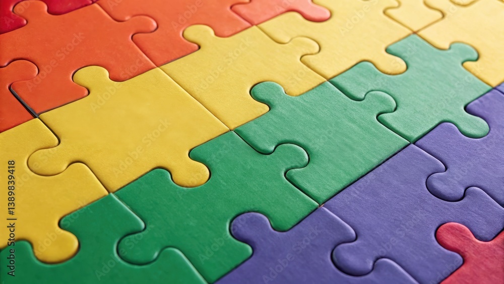 A vibrant, colorful arrangement of interlocking puzzle pieces creating a playful and engaging pattern. A vibrant, colorful arrangement of interlocking puzzle pieces creating a playful and engaging pattern.