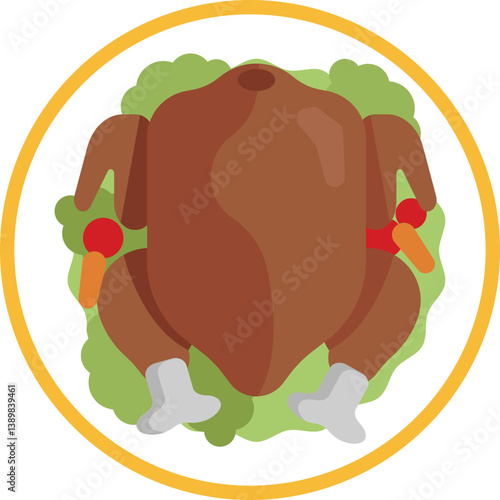 A roasted turkey on a platter, commonly served during festive meals at restaurants.