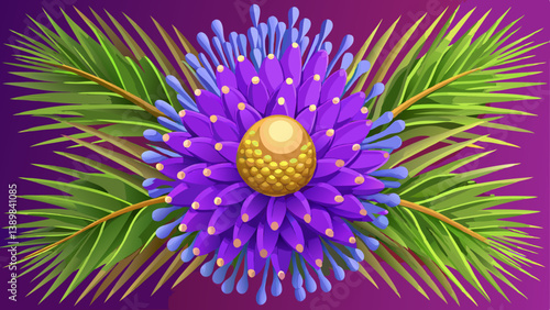 Purple male pollen of blue noble fir (Abies procera glauca)