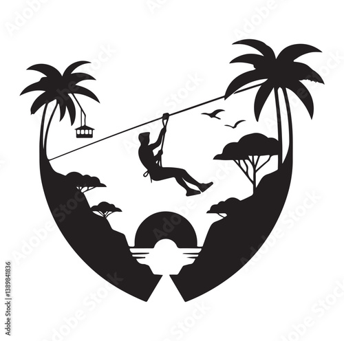 Minimal Zipline silhouette icon.