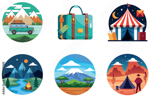 Camping Bundle. Hot Dogs Grilling Collection Stickers