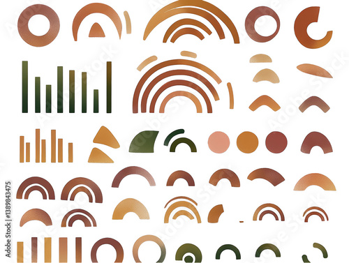 Abstract Shapes Illustration On Transparent Background Various Brown Elements