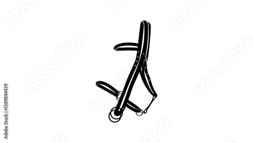 horse bridle symbol, black isolated silhouette