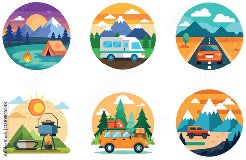 Camping Bundle. Magical Aurora Night Sky Collection Stickers