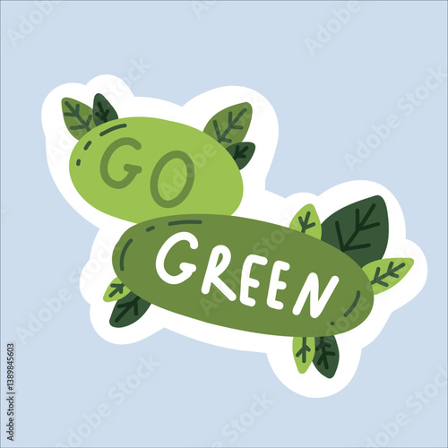 Vector sticker "Earth Day" in a trendy cartoon style. World Environment Day. Funny vector illustration of planet Earth, a globe with a smiley face. Eco-friendly labels or badges.