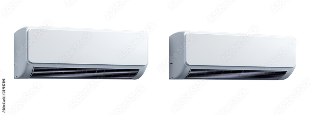 Two white air conditioners isolated on a transparent background Two white air conditioners isolated on a transparent background