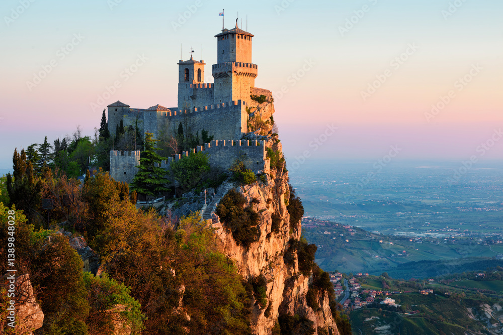 Guaita tower in the early morning light, San Marino