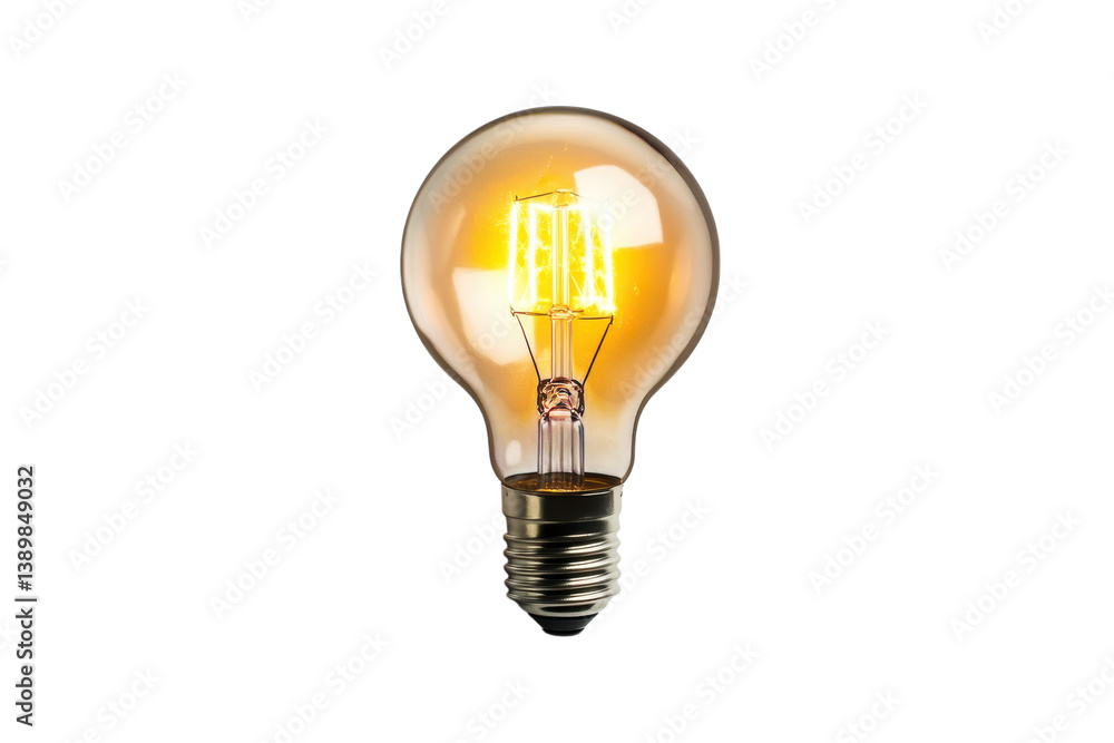 Bright Idea Glowing Edison Bulb Warm Light Innovation Concept Clear Glass White Background Bright Idea Glowing Edison Bulb Warm Light Innovation Concept Clear Glass White Background