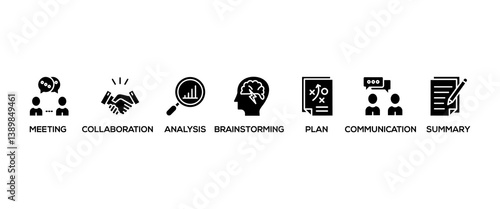 Brief banner web icon vector illustration concept for a briefing of business plan with an icon of meeting, collaboration, analysis, brainstorming, plan, communication, and summary