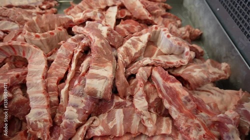 raw pork spare rib slice