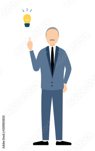 Simple illustration of businessman in business suit inspiring ideas