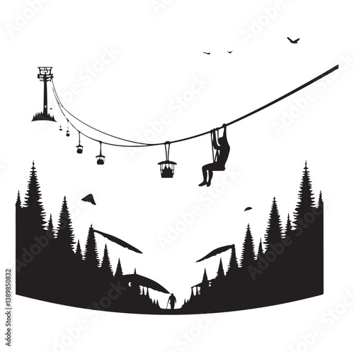 Minimal Zipline silhouette icon.