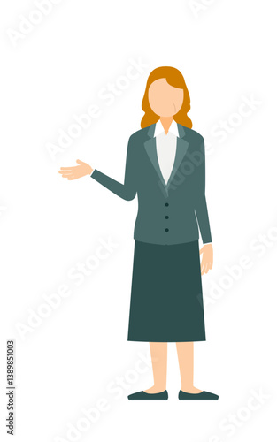 Simple illustration of businesswoman in business suit talking