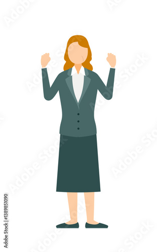 Simple illustration of businesswoman in business suit gut-punching