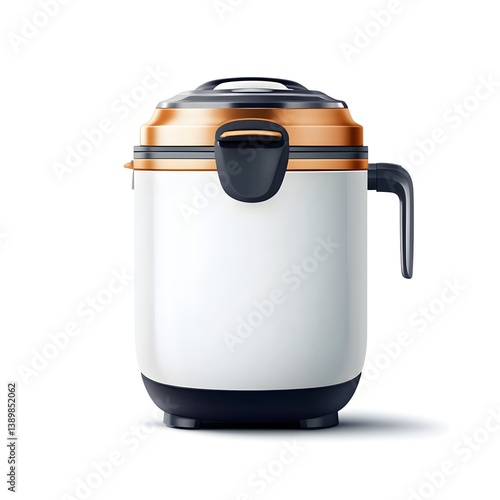 Modern White and Copper Electric Cooker with Handle Perfect for Kitchen Appliances