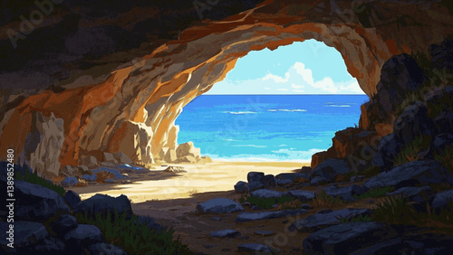 Echoes in Stone Cave isolated watercolor vector illustration svg 