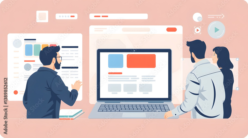 Web Development and Design Team at Work Flat design Web Development and Design Team at Work Flat design