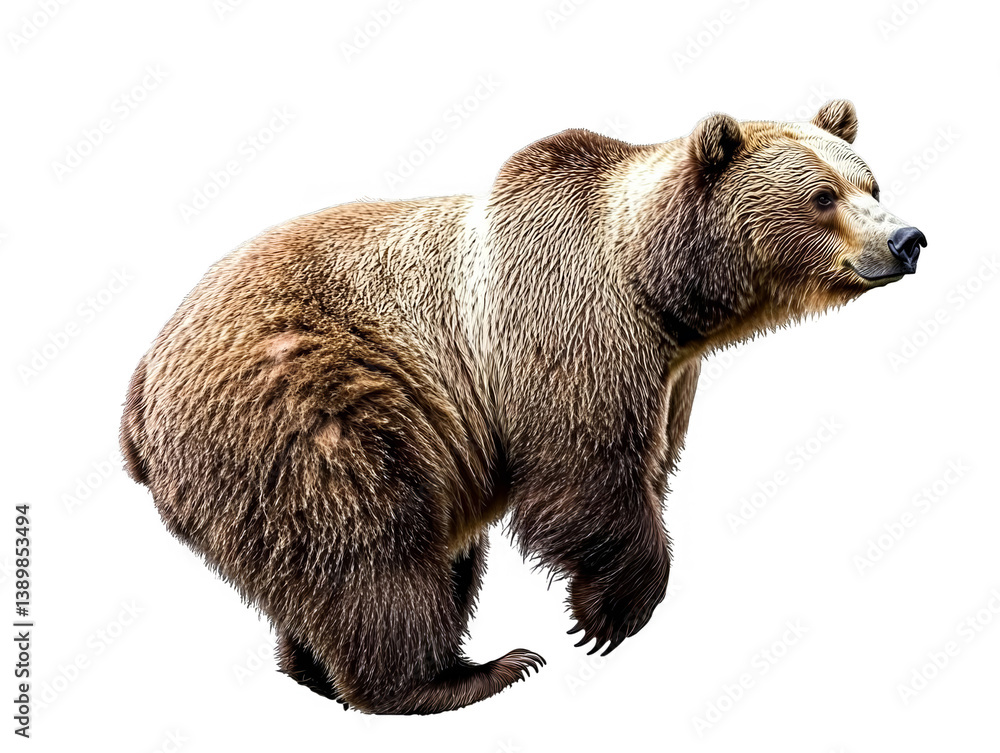 Obraz premium Isolated Brown Bear Running Photo With Transparent Background