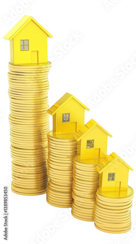 Wallpaper Mural Gold Houses On Coins Stack Illustration Against Transparent Background Torontodigital.ca