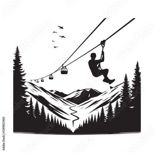 Minimal Zipline silhouette icon.