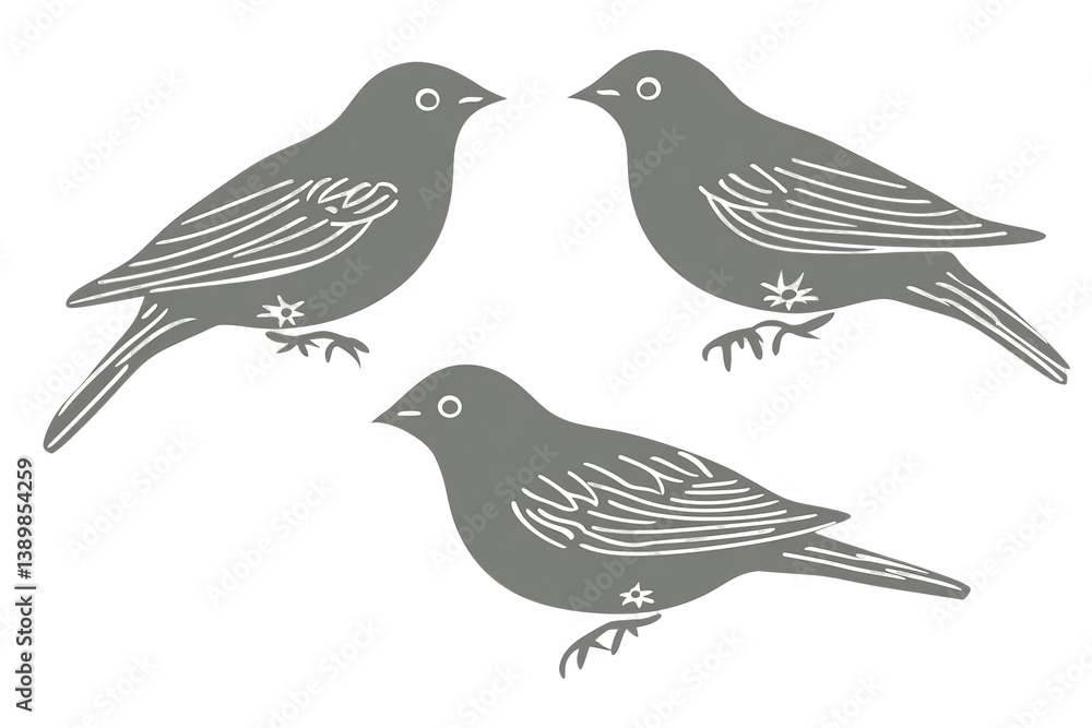 Fototapeta premium Isolated Grey Bird Illustration On Transparent Background Digital Graphic